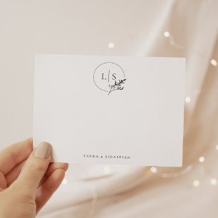 Carte De Correspondance Moderne Simple Serif Monogram Couple Statione