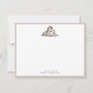 Carte De Correspondance Mom & Baby Zebra Nursery Note Card 