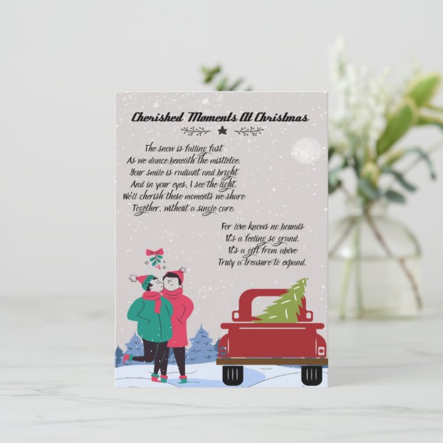 Carte De Correspondance Moments chéris à Noël Poem (Debout devant)