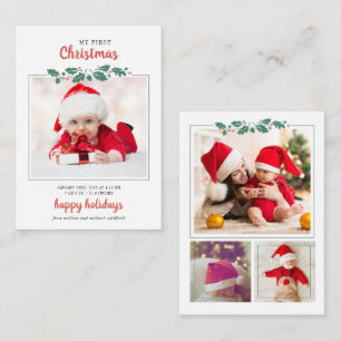 Carte De Correspondance Mon premier bébé de Noël Photo de naissance Fête