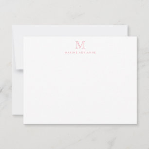 Carte De Correspondance Monogram Blush Pink Simple Classic Élégant