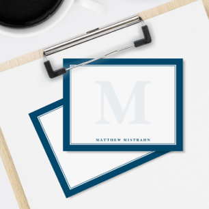 Carte De Correspondance Monogram Marine Blue Masculine Hommes papeterie