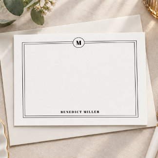 Carte De Correspondance Monogramme à double bordure classique