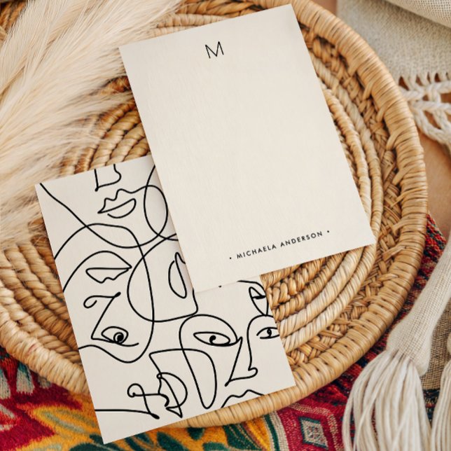 Carte De Correspondance Monogramme Abstrait moderne et papier à lettres (Créateur téléchargé)