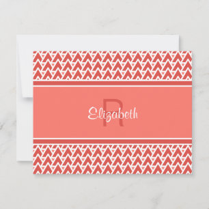 Carte De Correspondance Monogramme amusant Coral rouge Angle géométrique M