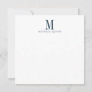 Carte De Correspondance Monogramme Bleu Marine Masculin