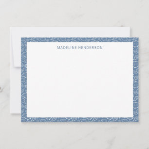 Carte De Correspondance Monogramme bleu Motif Stormy Sea Paisley