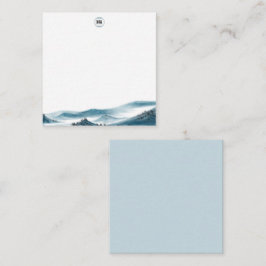 Carte De Correspondance Monogramme Blue White Mountain View