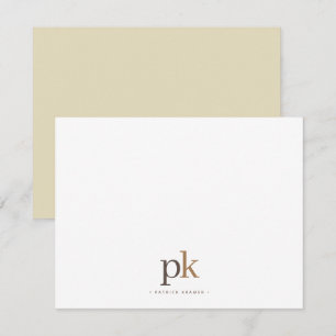 Carte De Correspondance Monogramme Brown moderne kaki clair