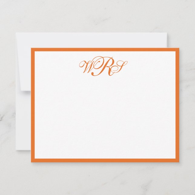 Carte De Correspondance Monogramme classique Blanc orange (Devant)