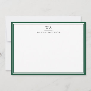 Carte De Correspondance Monogramme classique British Racing Green papeteri
