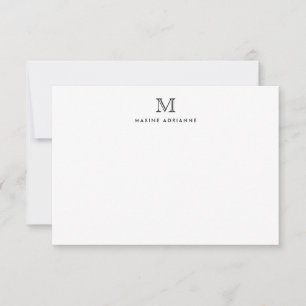 Carte De Correspondance Monogramme classique élégant Noir simple