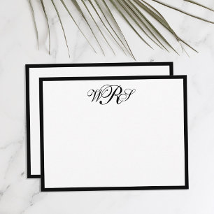 Carte De Correspondance Monogramme classique noir et blanc