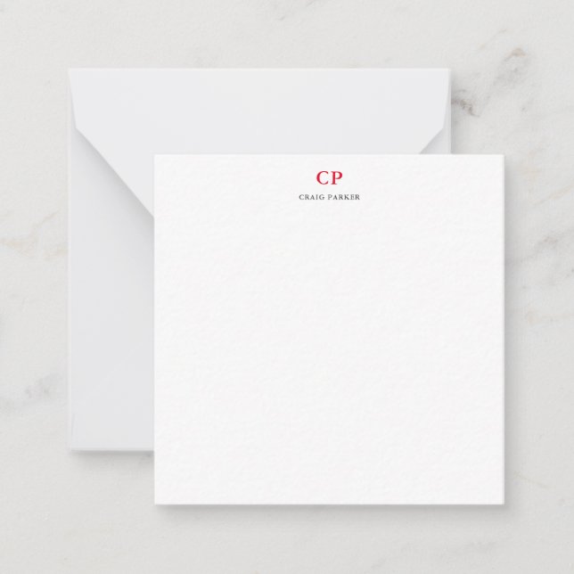 Carte De Correspondance Monogramme classique Professionnel Rouge blanc cla (Devant)