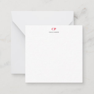 Carte De Correspondance Monogramme classique Professionnel Rouge blanc cla
