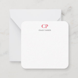 Carte De Correspondance Monogramme classique Professionnel Rouge blanc cla