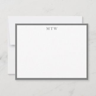 Carte De Correspondance Monogramme de bordure Carré gris gras minimaliste