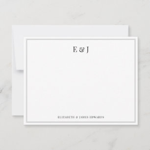 Carte De Correspondance Monogramme de couple élégant à double bordure clas