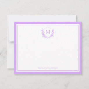 Carte De Correspondance Monogramme de crête florale à double bordure