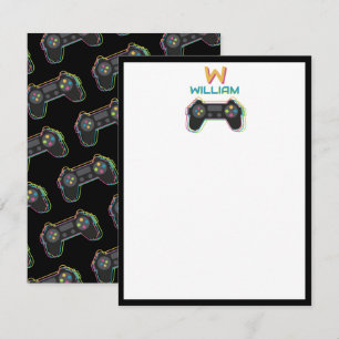 Carte De Correspondance Monogramme de jeu vidéo pour adolescents gamers