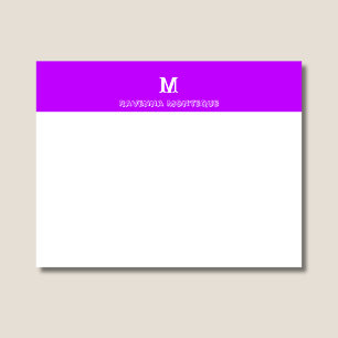 Carte De Correspondance Monogramme de lettre de nom personnalisé Violet Né