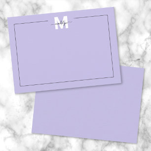 Carte De Correspondance Monogramme de nom en écriture violette