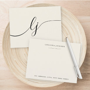 Carte De Correspondance Monogramme de papeterie personnalisée à script sim