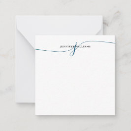 Carte De Correspondance Monogramme de script bleu marine minimaliste chic