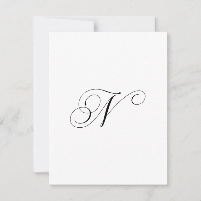 Carte De Correspondance Monogramme de script personnalisé "N" (Devant)