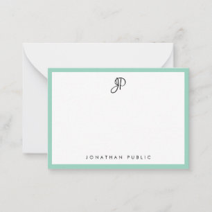 Carte De Correspondance Monogramme de typographie simple élégant sarcelle
