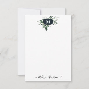 Carte De Correspondance monogramme de verdure personnalisée