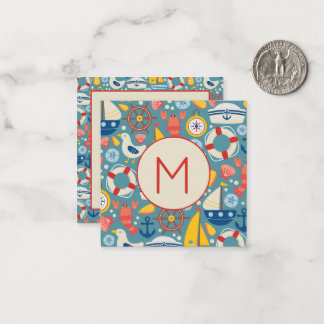 Carte De Correspondance Monogramme de vie marine mignonne