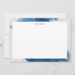 Carte De Correspondance monogramme d'effet de fumée bleue