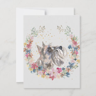 Carte De Correspondance Monogramme des fleurs de printemps de Schnauzer mi