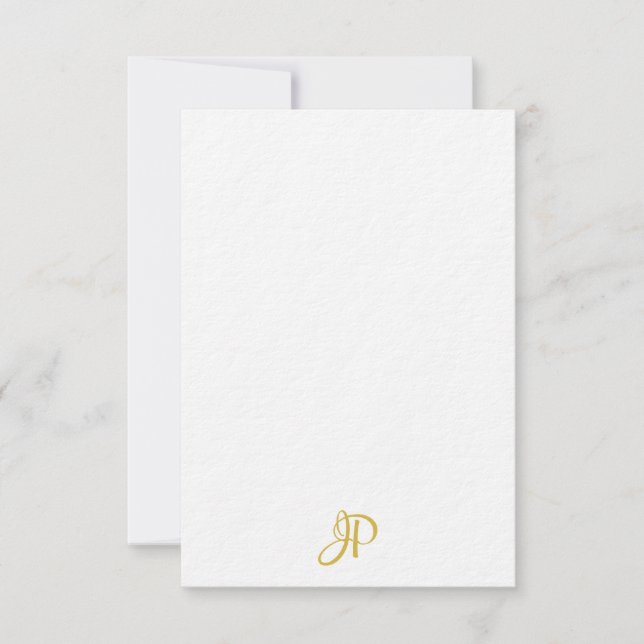 Carte De Correspondance Monogramme d'or manuscrit Personnalisé Classique (Devant)
