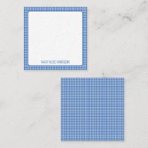 Carte De Correspondance Monogramme En vichy plaid bleu et blanc