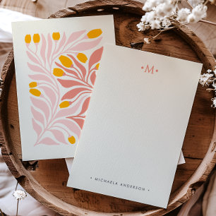 Carte De Correspondance Monogramme et nom floral botanique abstrait