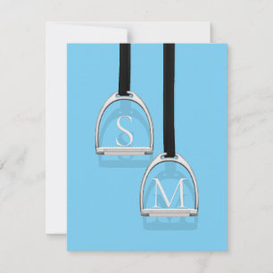 Carte De Correspondance Monogramme Fer à sirop bleu équestre