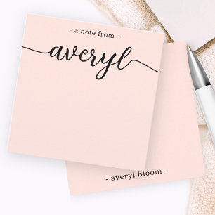 Carte De Correspondance Monogramme Fille Calligraphie Blush Pink papeterie