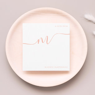 Carte De Correspondance Monogramme fillette calligraphie Coral rose papete