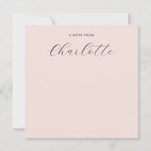 Carte De Correspondance Monogramme fillette Calligraphie Script Blush Rose