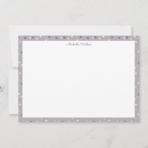 Carte De Correspondance monogramme fleuri et turquoise