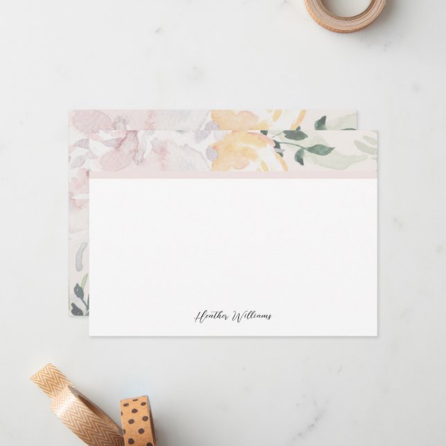 Carte De Correspondance Monogramme floral (Devant/Arrière en situation)