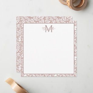 Carte De Correspondance Monogramme floral beige et blanc doux