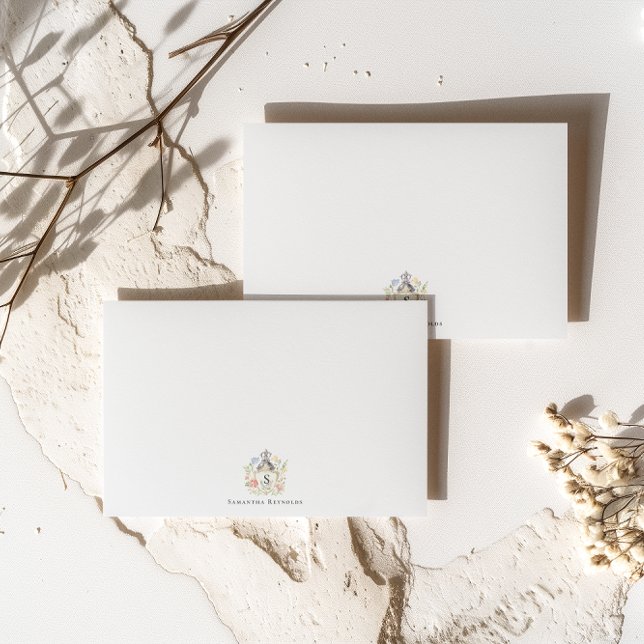 Carte De Correspondance Monogramme Floral Crest personnalisé (Créateur téléchargé)