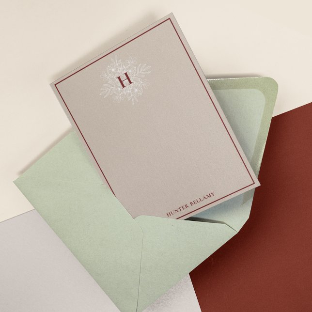 Carte De Correspondance Monogramme floral délicieux Tan Marsala (Créateur téléchargé)