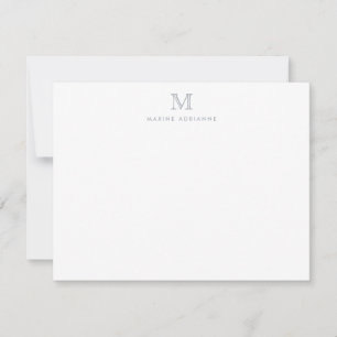 Carte De Correspondance Monogramme gris argent simple classique élégant