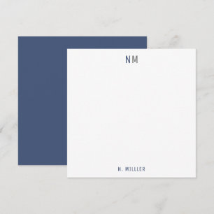 Carte De Correspondance Monogramme gris bleu marine moderne Deux initiales