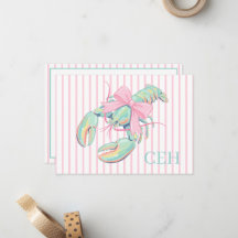 Monogramme homard aquarelle pastel préparatoire