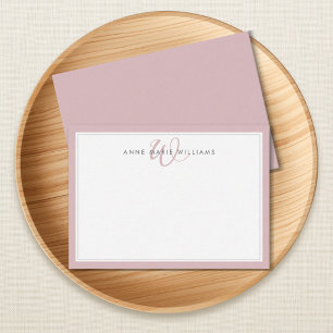 Carte De Correspondance Monogramme minimaliste à deux bordures en lilas po